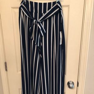Navy with white stripe pants